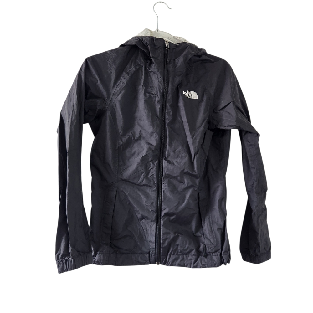 The North Face Hyvent Womens Windbreaker Jacket XS BLACK Zip Up Hooded Coat